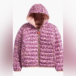 SAVE THE DUCK Pink Animal Print Puffer Jacket size 4 Brand New